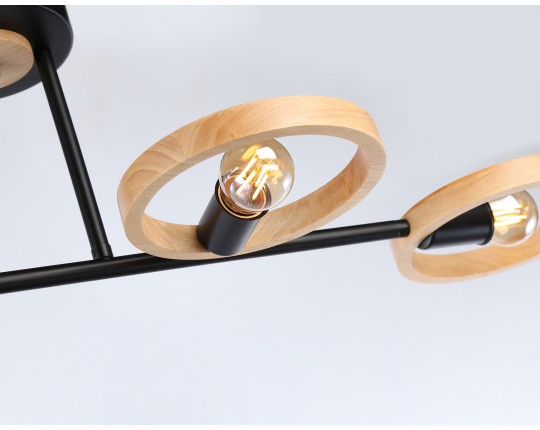  Подвесной светильник со сменной лампой TR8248/4 BK/LWD черный/светлое дерево E27/4 max 40W 840*360*220