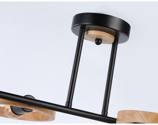  Подвесной светильник со сменной лампой TR8248/4 BK/LWD черный/светлое дерево E27/4 max 40W 840*360*220