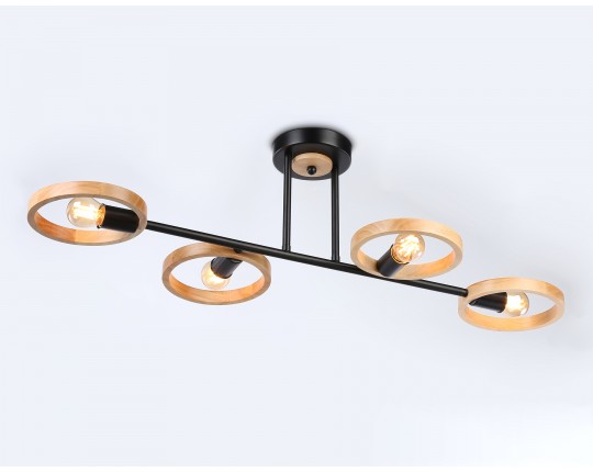  Подвесной светильник со сменной лампой TR8248/4 BK/LWD черный/светлое дерево E27/4 max 40W 840*360*220