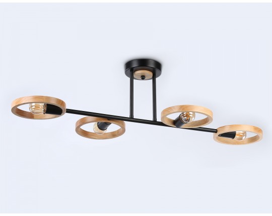  Подвесной светильник со сменной лампой TR8248/4 BK/LWD черный/светлое дерево E27/4 max 40W 840*360*220