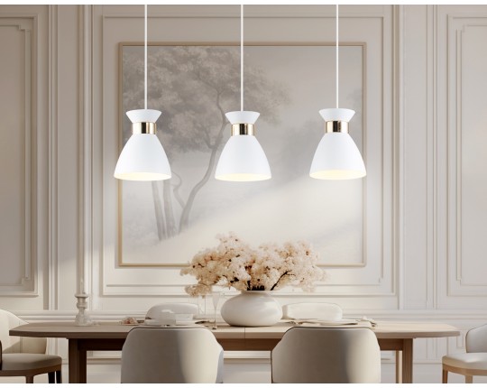  Светильник подвесной в стиле лофт TR8466/3 WH/FGD белый/золото E27/3 max 60W 550*135*1000