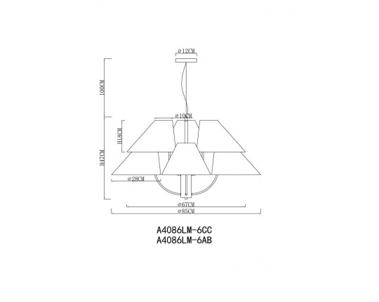 Подвесная люстра Arte Lamp Rondo A4086LM-6AB