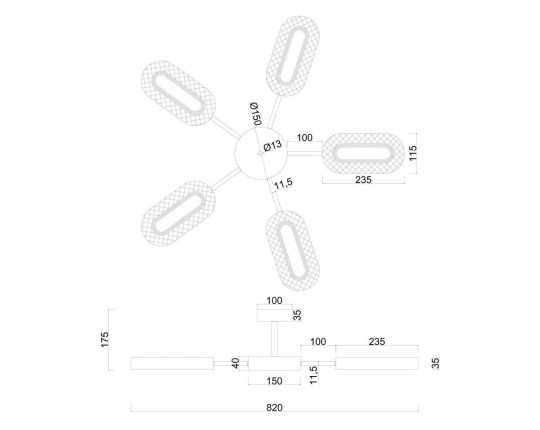 Потолочная светодиодная люстра Arte Lamp Ovale A2489PL-5GO