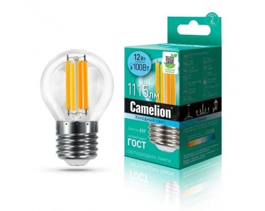 Лампа светодиодная Camelion E27 12W 4500K LED12-G45-FL/845/E27 13715