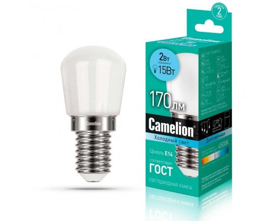 Лампа светодиодная Camelion E14 2W 4500K LED2-T26/845/E14 13154