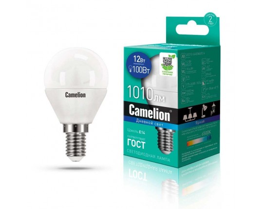 Лампа светодиодная Camelion E14 12W 6500K LED12-G45/865/E14 13697