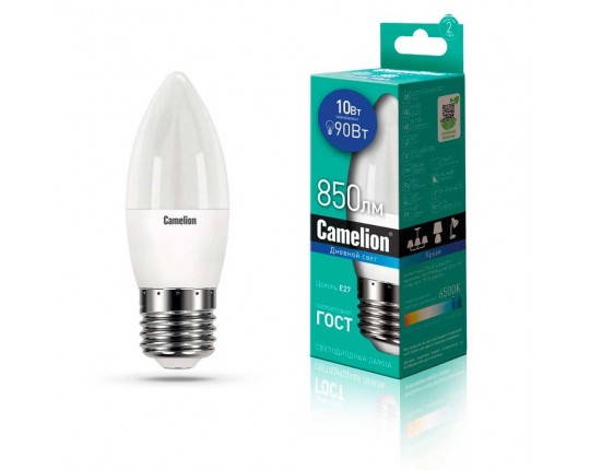 Лампа светодиодная Camelion E27 10W 6500K LED10-C35/865/E27 13564