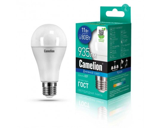 Лампа светодиодная Camelion E27 11W 6500K LED11-A60/865/E27 12651