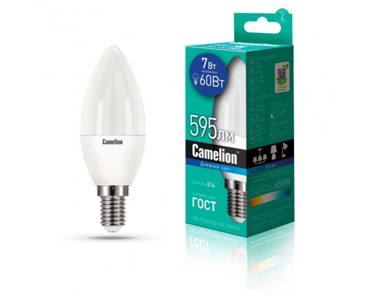 Лампа светодиодная Camelion E14 7W 6500K LED7-C35/865/E14 12648