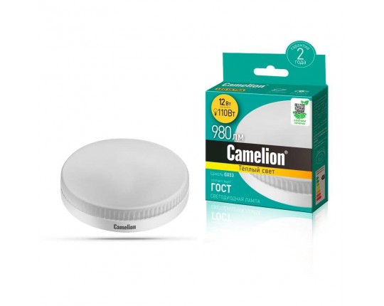 Лампа светодиодная Camelion GX53 12W 3000K LED12-GX53/830/GX53 12786