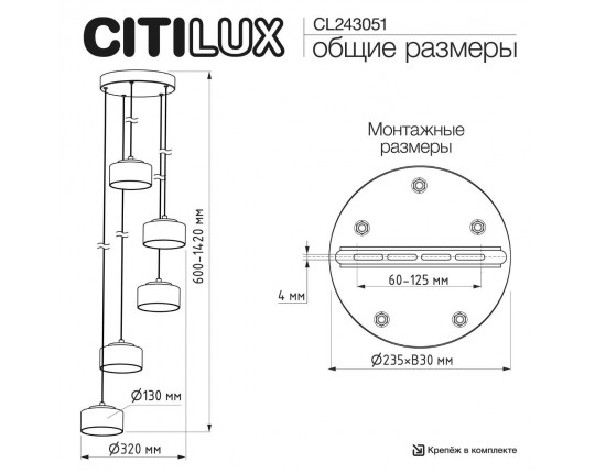Подвесной светильник Citilux Espace CL243051