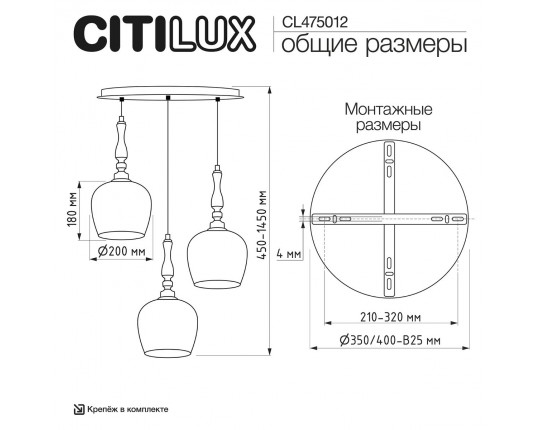 Подвесной светильник Citilux Nort CL475012