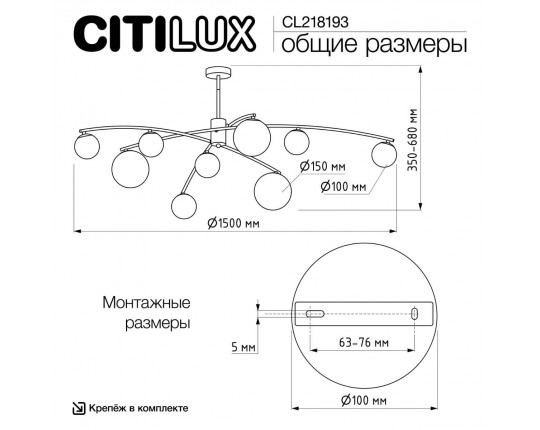 Потолочная люстра Citilux Fisher CL218193