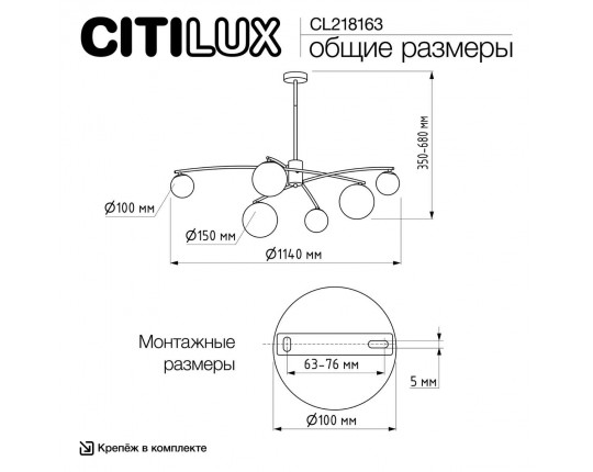 Потолочная люстра Citilux Fisher CL218163