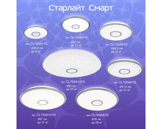 Потолочный светодиодный светильник Citilux Старлайт Смарт CL703A11G