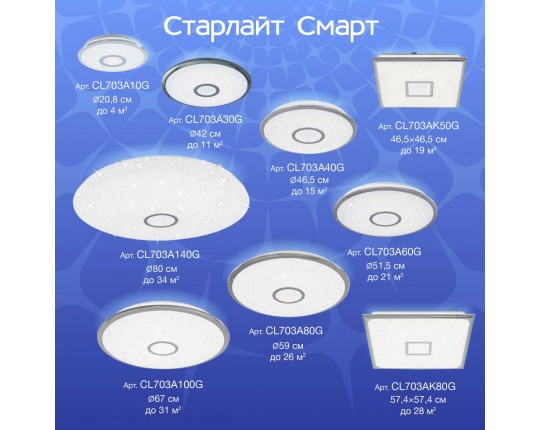 Потолочный светодиодный светильник Citilux Старлайт Смарт CL703A30G