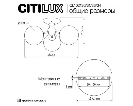 Потолочная люстра Citilux Томми CL102134