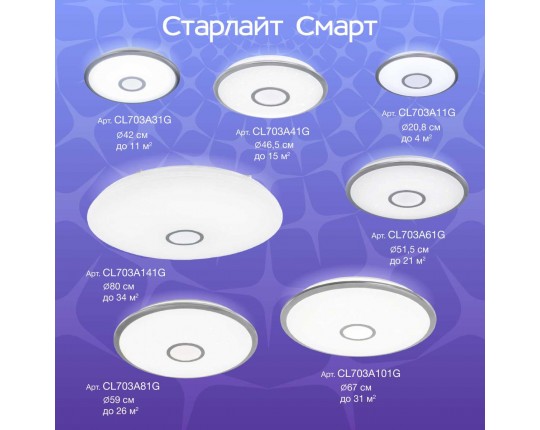 Потолочный светодиодный светильник Citilux Старлайт Смарт CL703A11G