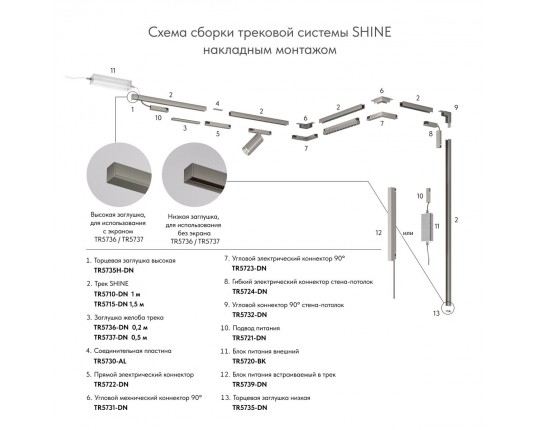 Коннектор L-образный Denkirs Shine Base TR5732-DN