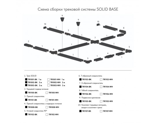 Шинопровод Denkirs Solid Base TR1002-WH/1