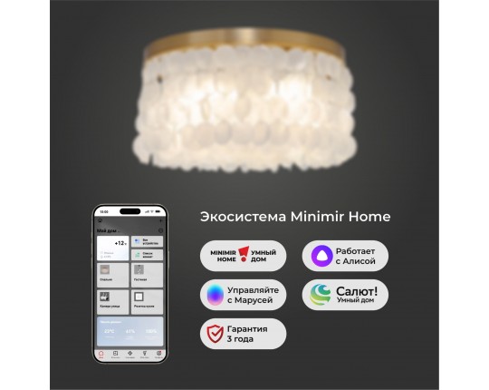 Умная потолочная люстра с перламутром Eurosvet 60084/5 латунь/перламутр Smart