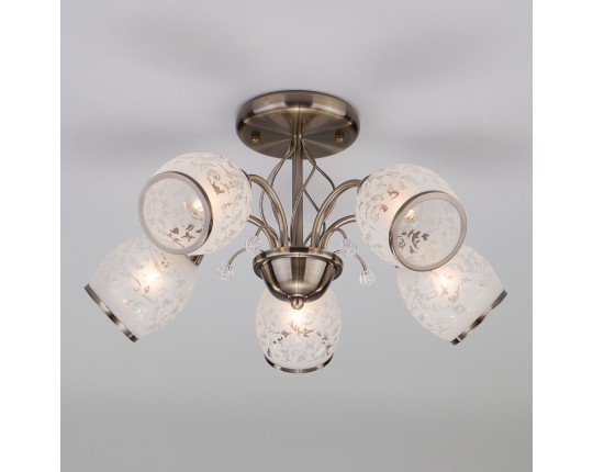 Люстра с плафонами с узором Eurosvet 30026/5 античная бронза