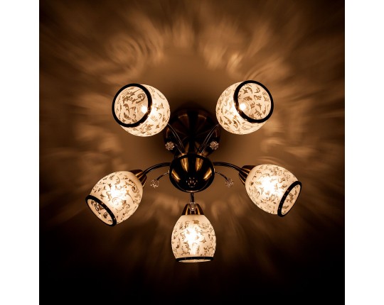 Люстра с плафонами с узором Eurosvet 30026/5 античная бронза