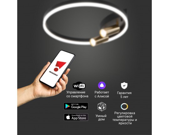 Умный потолочный светильник Eurosvet Luminari 90247/3 Eurosvet 90247/3 черный/золото Smart