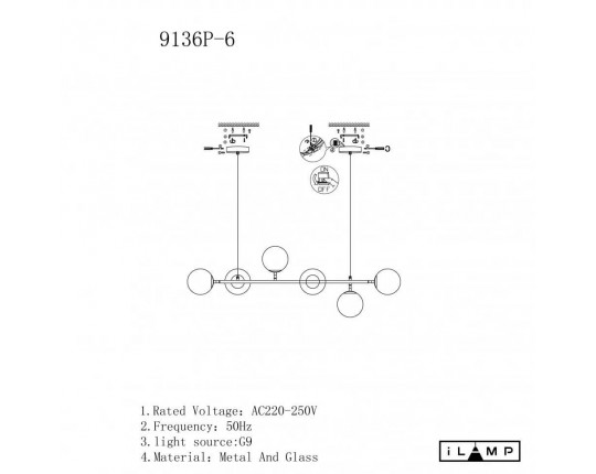 Подвесная люстра iLamp Golden 9136P/6 BK-WH