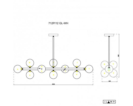 Подвесная люстра iLamp Golden 712P/12 GL-WH