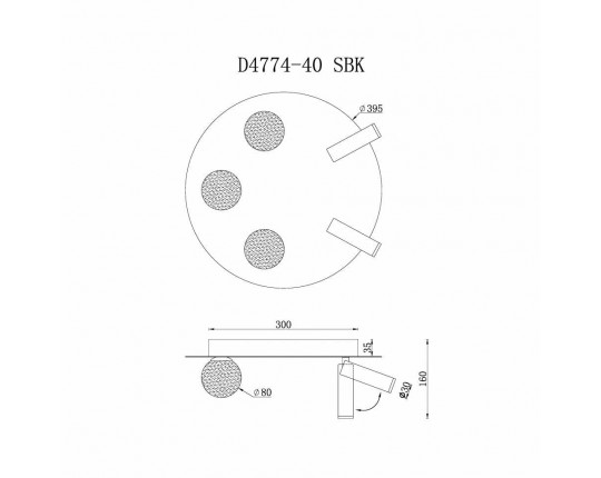 Потолочный светильник iLedex Telescope D4774-40 SBK