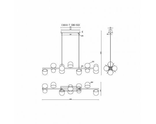 Подвесной светильник iLedex Savage C4644-7 MBK+SGD
