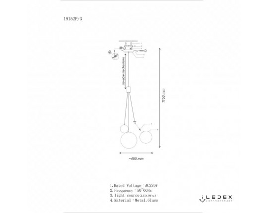 Подвесная светодиодная люстра iLedex Selfie 19152P/3-6W-3000K SL