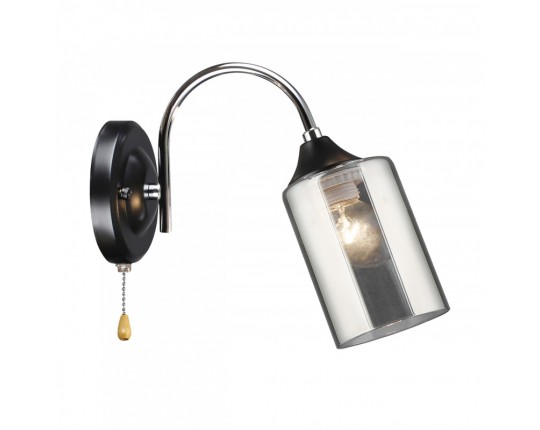 Бра настенное, 1*Е27, черный+хром MD.2195-1-W-BK+CH