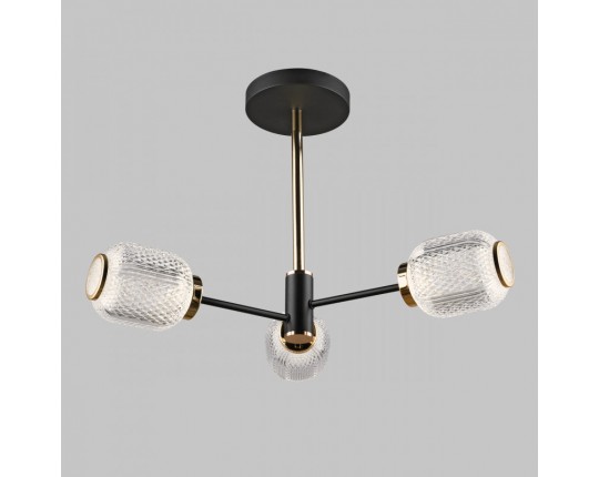 Люстра потолочная LED, 3*6W, 3000K+6500K, черный+золото PLC-7075-600-3