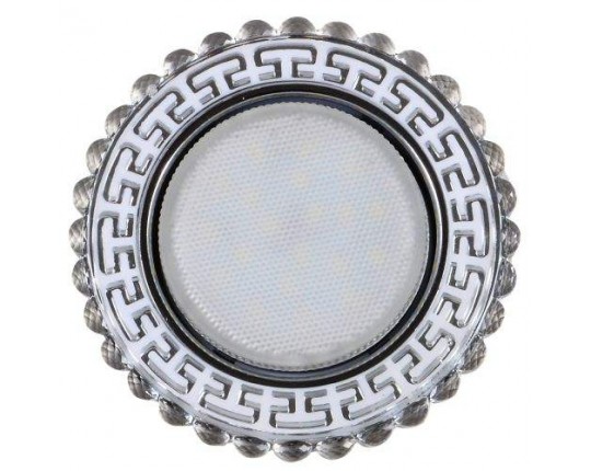 Светильник GX53+LED 4W 4000K, встраиваемый ПОЛИКРИСТАЛЛ CH/CLEAR+WH 8958