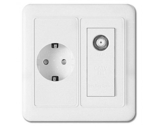 Комбинация: Розетка 1-я з/к + TV. Белый WST 5748 WH
