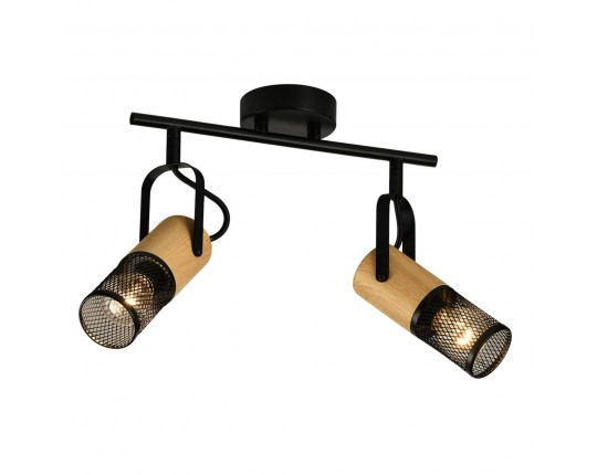 Спот настенно-потолочный E14 2*40W черный+светлое дерево SP.045-62-18