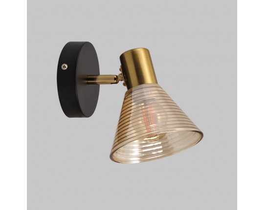 Спот настенный 1*Е14, черный+медь, янтарный плафон SP.046-11-22