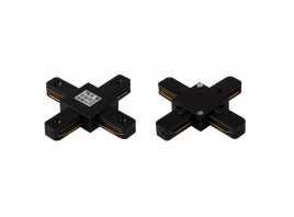 X - соединитель питания для накладного шинопровода трековой системы 1 фазный трек 10А, 220В, Черный TR-X BK