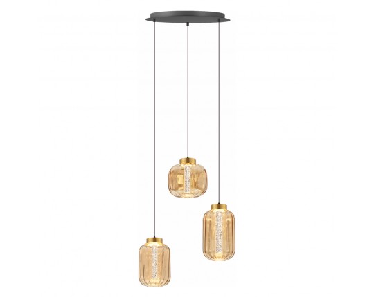 Люстра подвесная светодиодная 3*8W, 4000K, 500мм, плафон янтарный PLC-7077-500-3P-AMBER