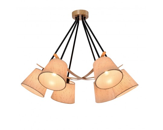 Люстра подвесная Е14 6*60W черный+светлое дерево MD.19412-6-P-BK