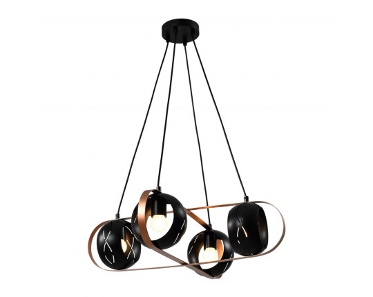 Люстра подвесная Е27 4*60W черный+медь MD.21744-4-P-BK+CP