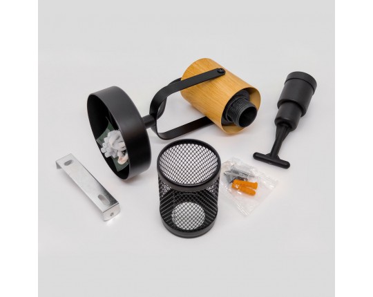 Спот настенно-потолочный E14 1*40W черный+светлое дерево SP.045-11-18