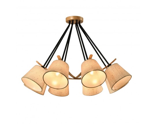 Люстра подвесная Е14 8*60W черный+светлое дерево MD.19412-8-P-BK