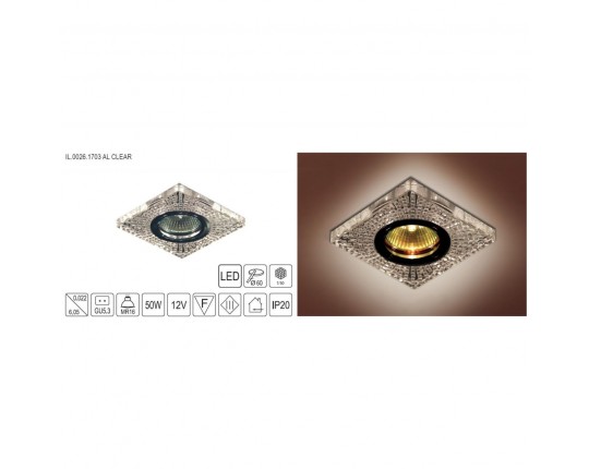 Светильник MR16+LED встраиваемый AL/CLEAR 35Вт+LED 3Вт IL.0026.1703