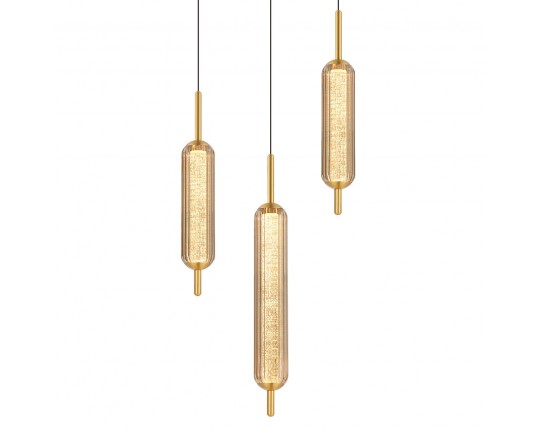 Люстра подвесная светодиодная 3*5W, 4000K, 340мм, плафон янтарный PLC-7076-340-3P-AMBER