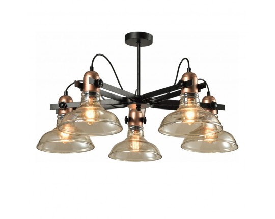 Люстра потолочная Е27 5*60W черный+бронза MD.20552-5-S-BK+AB