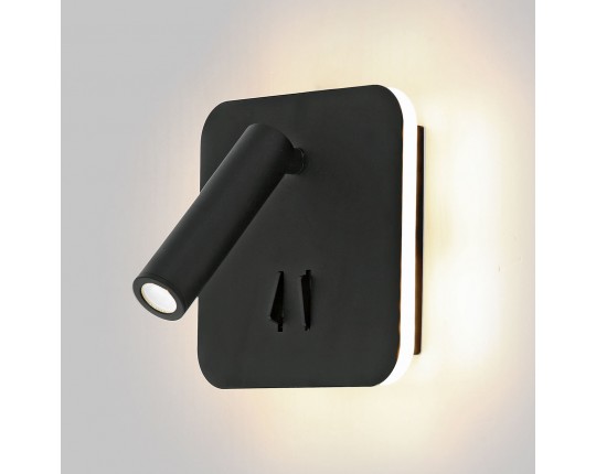 Светильник светодиодный квадратный с подсветкой 3W + 9W настенный 220V, 3000K, Черный IL.0005.2101 BK