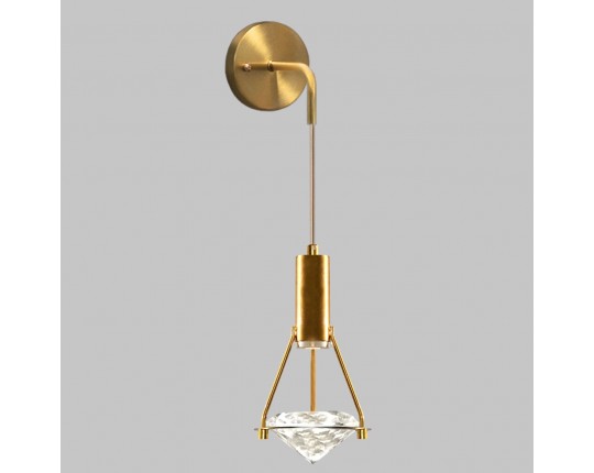 Бра настенное на подвесе, LED 3W, K9 кристалл, 4000К, золотая бронза CR.23460-1-W-GB-LED